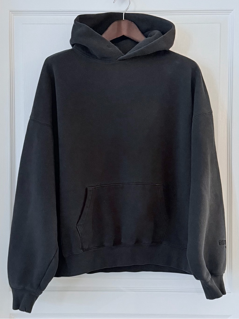 Fear of God ESSENTIALS Black Hoodie with White Back Logo - Picture 2 of 3
